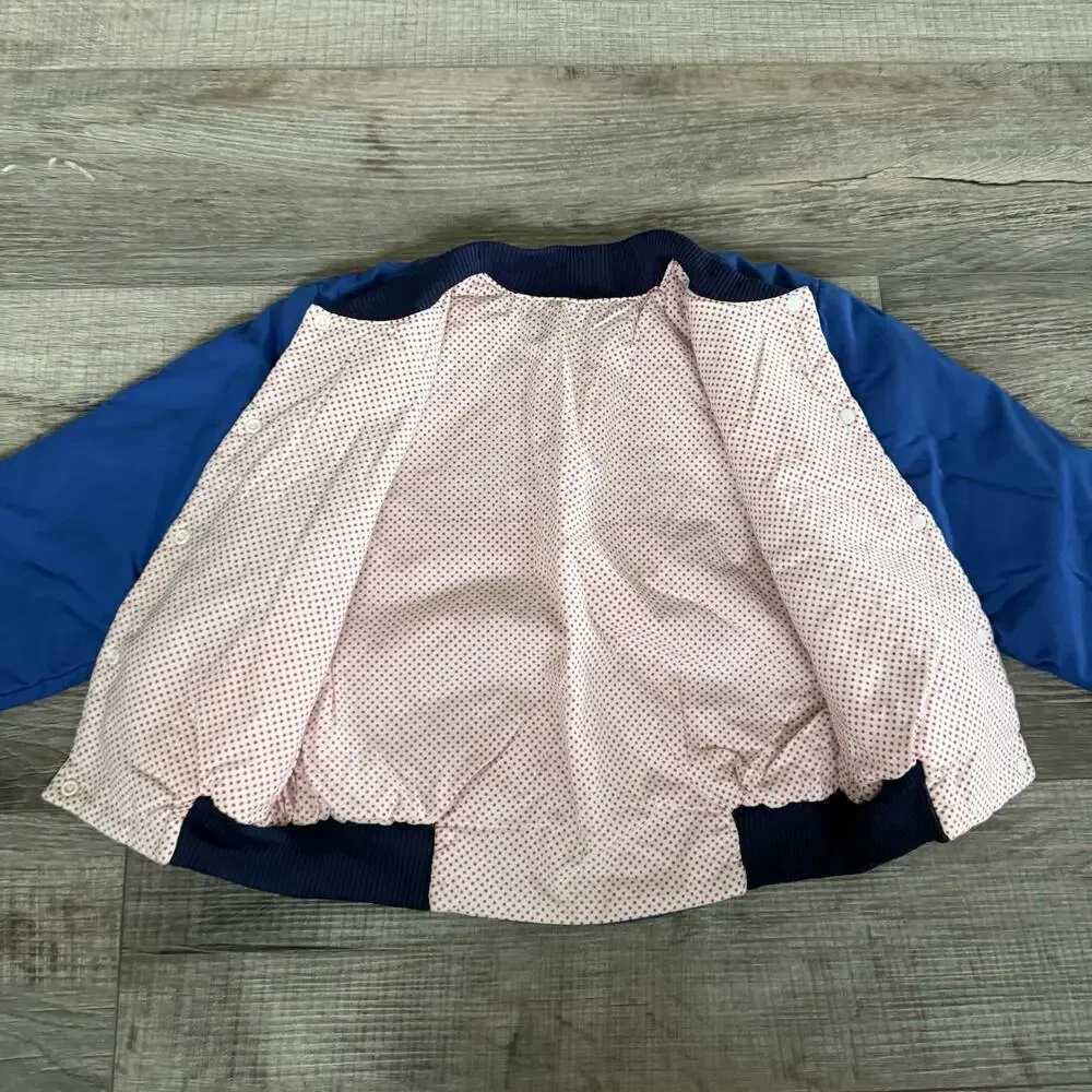 Vtg 90s Kids Bomber Jacket Bambini Colorblock Primary Boys 10 Medium Airplane